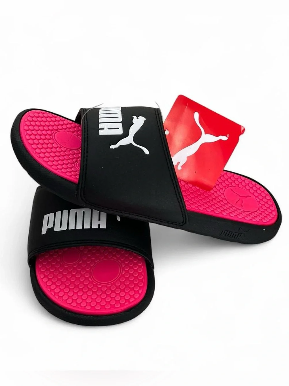 Girls Youth 3Y Sandals Puma Cool Cat Pink White & Black Slides Athletic Casual